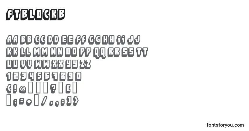 Czcionka Ftblockb – alfabet, cyfry, specjalne znaki