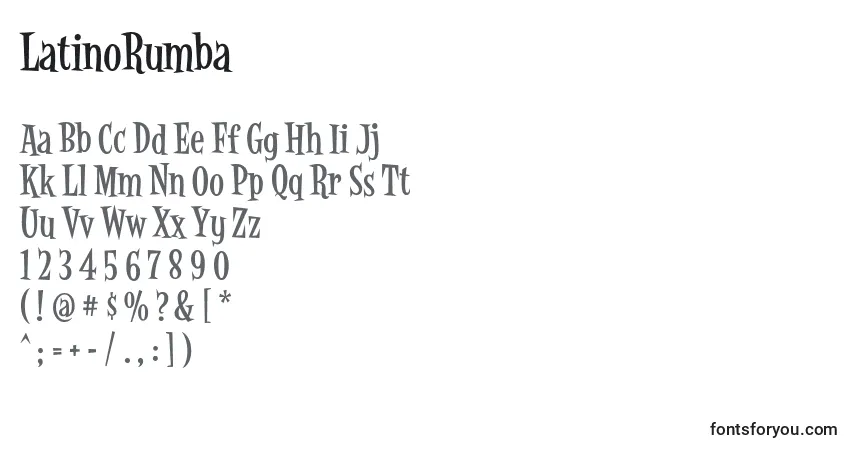 Schriftart LatinoRumba – Alphabet, Zahlen, spezielle Symbole