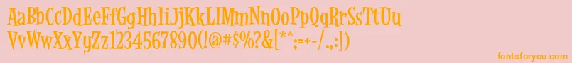 フォントLatinoRumba – オレンジの文字がピンクの背景にあります。