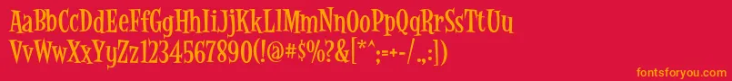 フォントLatinoRumba – 赤い背景にオレンジの文字