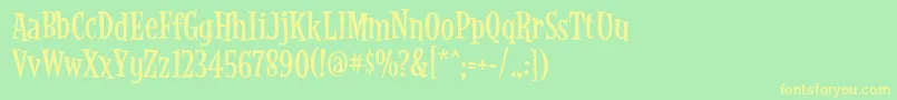 フォントLatinoRumba – 黄色の文字が緑の背景にあります