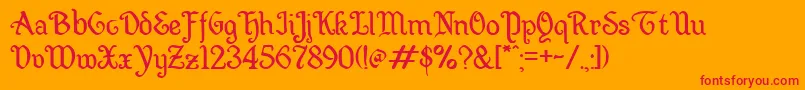 Wellsley-Schriftart – Rote Schriften auf orangefarbenem Hintergrund
