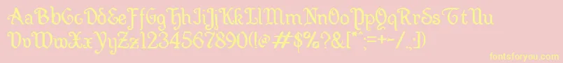 Wellsley-Schriftart – Gelbe Schriften auf rosa Hintergrund