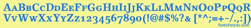 LinoletterBoldSmallCapsOldstyleFigures Font – Blue Fonts on Yellow Background
