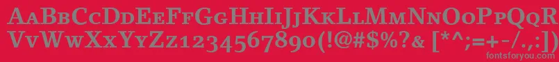 Fonte LinoletterBoldSmallCapsOldstyleFigures – fontes cinzas em um fundo vermelho