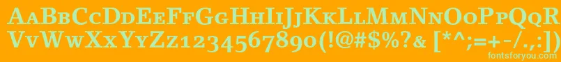 Шрифт LinoletterBoldSmallCapsOldstyleFigures – зелёные шрифты на оранжевом фоне