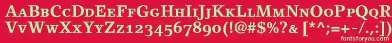 Шрифт LinoletterBoldSmallCapsOldstyleFigures – зелёные шрифты на красном фоне