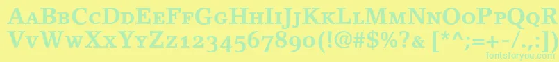 Police LinoletterBoldSmallCapsOldstyleFigures – polices vertes sur fond jaune