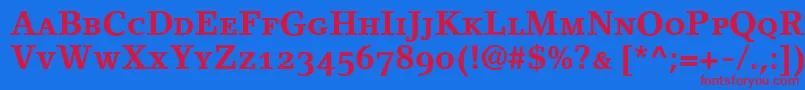 Fonte LinoletterBoldSmallCapsOldstyleFigures – fontes vermelhas em um fundo azul