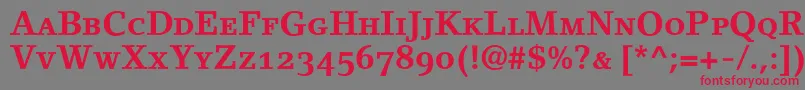 Czcionka LinoletterBoldSmallCapsOldstyleFigures – czerwone czcionki na szarym tle