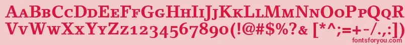 フォントLinoletterBoldSmallCapsOldstyleFigures – ピンクの背景に赤い文字