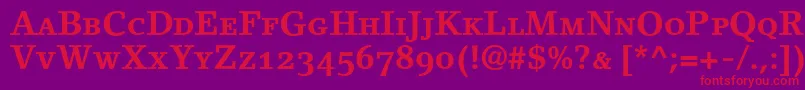 Police LinoletterBoldSmallCapsOldstyleFigures – polices rouges sur fond violet