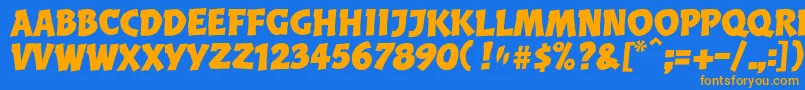 フォントBalderLl – オレンジ色の文字が青い背景にあります。