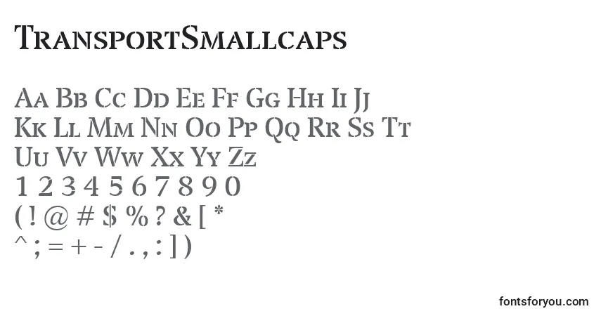 Schriftart TransportSmallcaps – Alphabet, Zahlen, spezielle Symbole