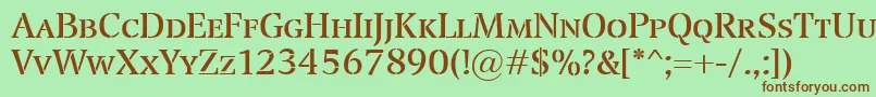 フォントTransportSmallcaps – 緑の背景に茶色のフォント