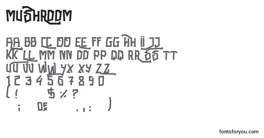 Шрифт Mushroom – алфавит, цифры, специальные символы