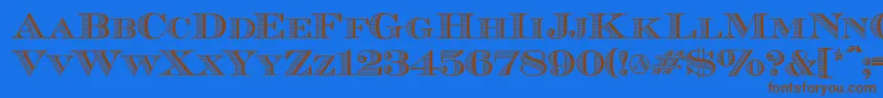 フォントEcuyerdax – 茶色の文字が青い背景にあります。