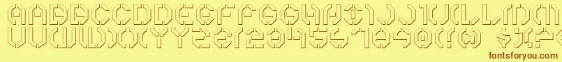 Year3000Outline Font – Brown Fonts on Yellow Background