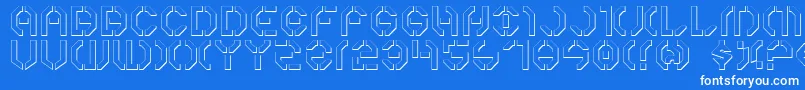 Year3000Outline Font – White Fonts on Blue Background