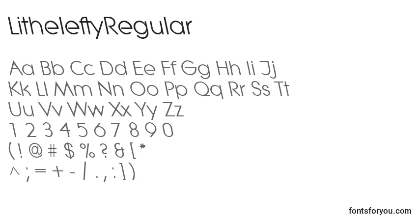 A fonte LitheleftyRegular – alfabeto, números, caracteres especiais