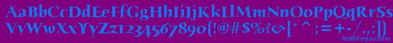 フォントHumanaSerifItcTtBold – 紫色の背景に青い文字