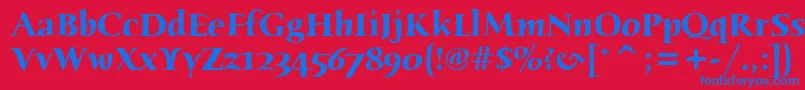 Czcionka HumanaSerifItcTtBold – niebieskie czcionki na czerwonym tle