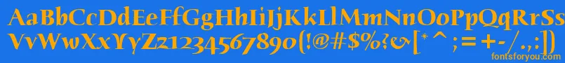 Czcionka HumanaSerifItcTtBold – pomarańczowe czcionki na niebieskim tle