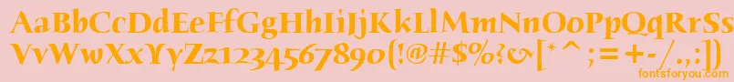 フォントHumanaSerifItcTtBold – オレンジの文字がピンクの背景にあります。