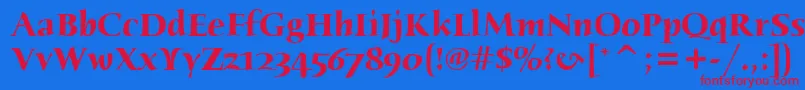 フォントHumanaSerifItcTtBold – 赤い文字の青い背景