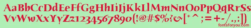 Czcionka HumanaSerifItcTtBold – czerwone czcionki na zielonym tle