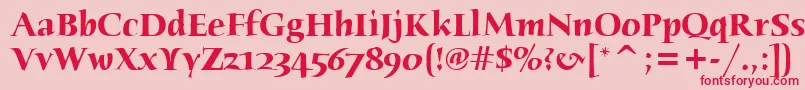 フォントHumanaSerifItcTtBold – ピンクの背景に赤い文字