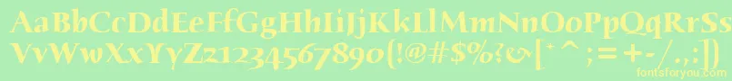 フォントHumanaSerifItcTtBold – 黄色の文字が緑の背景にあります