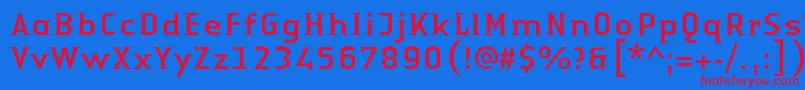 LinotypeAuthenticSmallSerifRegular Font – Red Fonts on Blue Background