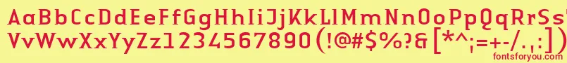 Czcionka LinotypeAuthenticSmallSerifRegular – czerwone czcionki na żółtym tle