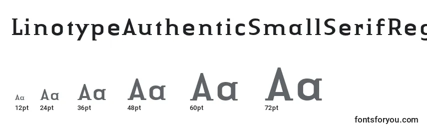 Размеры шрифта LinotypeAuthenticSmallSerifRegular