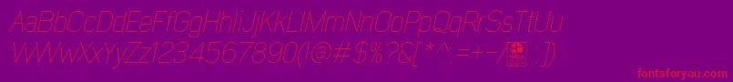 EarlyTimesThinItalicDemo Font – Red Fonts on Purple Background