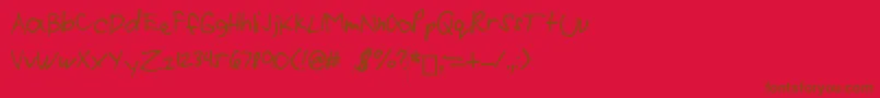 Mikee-fontti – ruskeat fontit punaisella taustalla