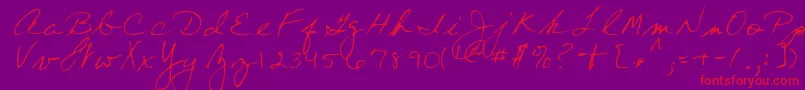 WendyRegular-Schriftart – Rote Schriften auf violettem Hintergrund