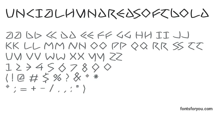 Шрифт UncialhundredsoftBold – алфавит, цифры, специальные символы