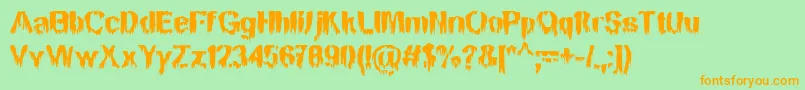 BnMansonNights Font – Orange Fonts on Green Background