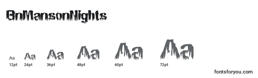 BnMansonNights Font Sizes
