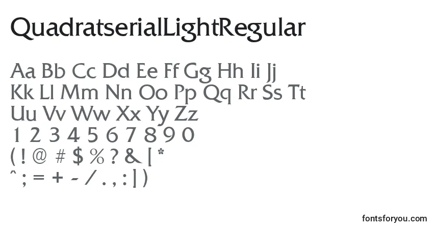 QuadratserialLightRegular-fontti – aakkoset, numerot, erikoismerkit