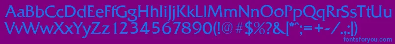 フォントQuadratserialLightRegular – 紫色の背景に青い文字