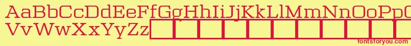 TrettonSerifDafontExclusiveVersion-Schriftart – Rote Schriften auf gelbem Hintergrund