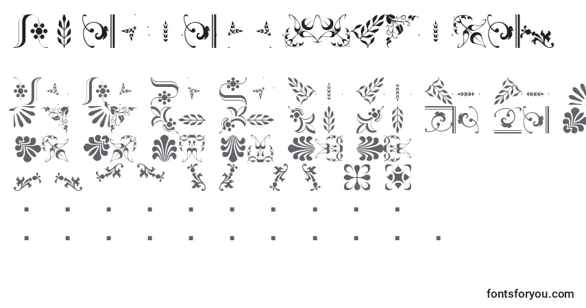 Czcionka BorderbatsFleur2 – alfabet, cyfry, specjalne znaki