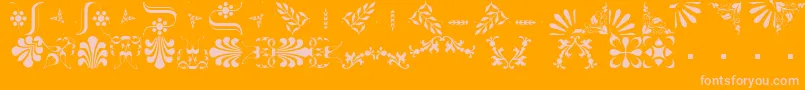 BorderbatsFleur2-Schriftart – Rosa Schriften auf orangefarbenem Hintergrund