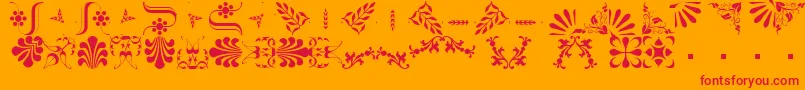 BorderbatsFleur2-Schriftart – Rote Schriften auf orangefarbenem Hintergrund