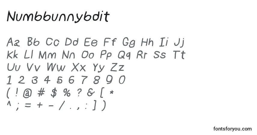 A fonte Numbbunnybdit – alfabeto, números, caracteres especiais