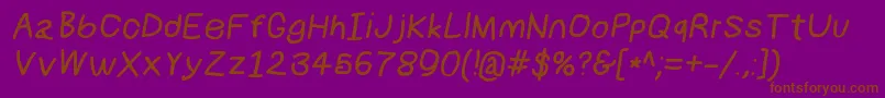 Numbbunnybdit-Schriftart – Braune Schriften auf violettem Hintergrund