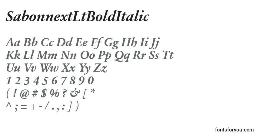 Шрифт SabonnextLtBoldItalic – алфавит, цифры, специальные символы